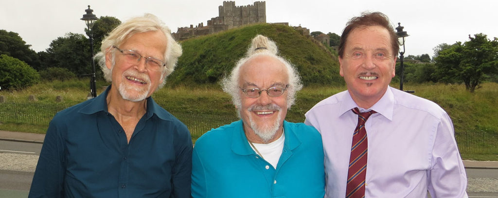 Dr Michael Henss in front of Dover Castle with Dr Denver Sasser and Dr Brenden Tempest-Mogg