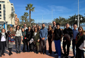 The core SensEd team posing in front of the Mediterranean Sea.